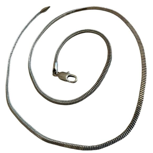 Unmarked Silver-Tone Snake Chain Necklace - 18” - Picture 1 of 16